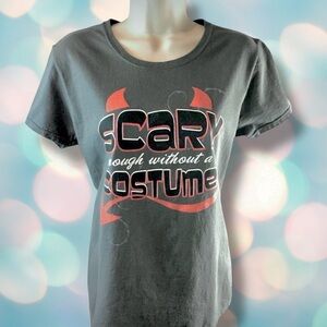 Women's Halloween Costume Devil Horns Graphic Tee Shirt Top Size XL